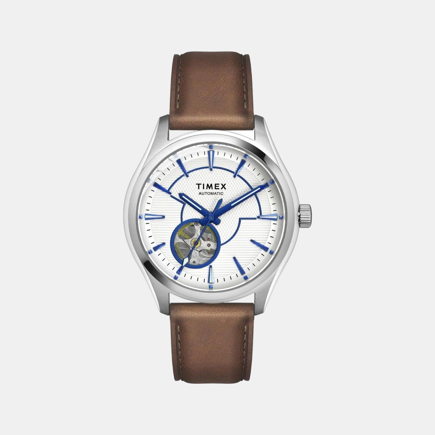 E Class Men Quartz Silver Dial Analog Leather Watch TWEG21001