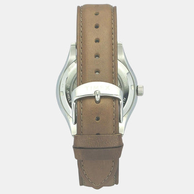 E Class Men Quartz Silver Dial Analog Leather Watch TWEG21001