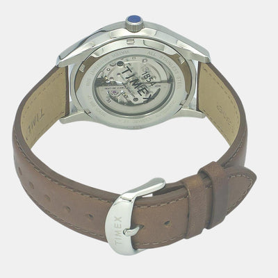 E Class Men Quartz Silver Dial Analog Leather Watch TWEG21001