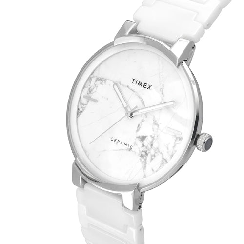 Timex Fashion Men's White Dial Round Case 3 Hands Function Watch 40mm TWEG21200
