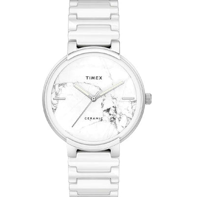 Timex Fashion Men's White Dial Round Case 3 Hands Function Watch 40mm TWEG21200