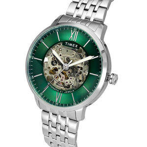 Timex E Class Trend Men Automatic Green Round Stainless Steel Dial Watch 42mm TWEG23502