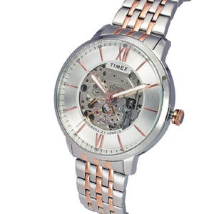 Timex E Class Trend Men Automatic Silver Round Stainless Steel Dial Watch 42mm TWEG23503