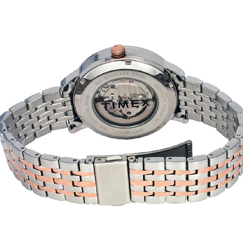 Timex E Class Trend Men Automatic Silver Round Stainless Steel Dial Watch 42mm TWEG23503