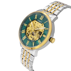 Timex E Class Trend Men Automatic Green Round Stainless Steel Dial Watch 42mm TWEG23504