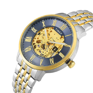 Timex E Class Trend Men Automatic Blue Round Stainless Steel Dial Watch 42mm TWEG23505