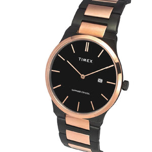Timex E Class Men Analog Black Round Stainless Steel Dial Watch 41mm TWEG23601