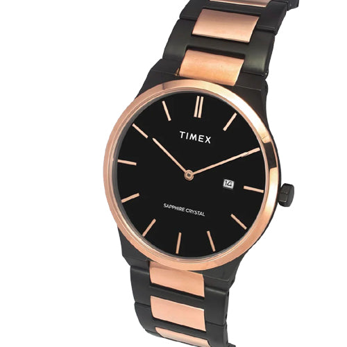 Timex E Class Men Analog Black Round Stainless Steel Dial Watch 41mm TWEG23601