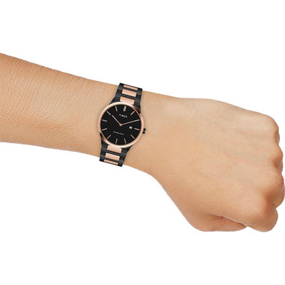Timex E Class Men Analog Black Round Stainless Steel Dial Watch 41mm TWEG23601