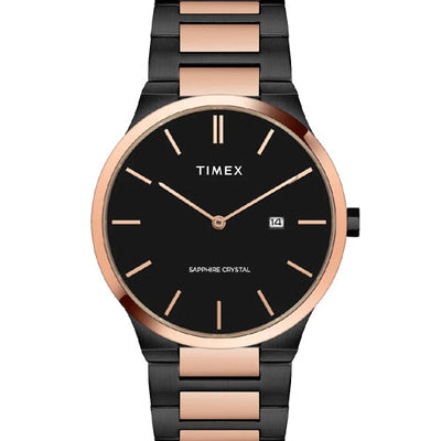 Timex E Class Men Analog Black Round Stainless Steel Dial Watch 41mm TWEG23601