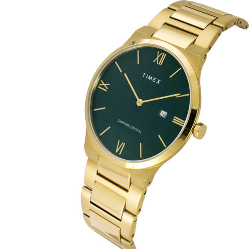 Timex Fashion Men Green Round Dial Analog Watch 41mm TWEG23605