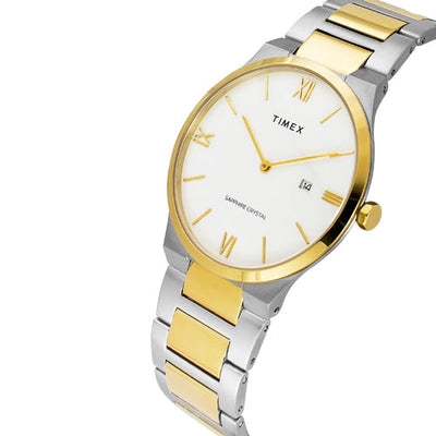 Timex E Class Men White Round Dial Analog Watch 41mm TWEG23606