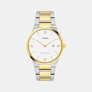 Fashion Men Quartz White Dial Analog Stainless Steel Watch TWEG23606