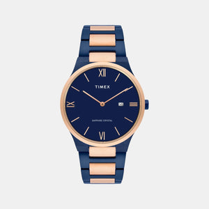Fashion Men Quartz Blue Dial Analog Stainless Steel Watch TWEG23607