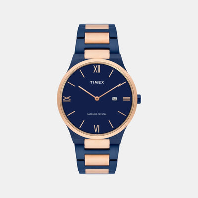 Fashion Men Quartz Blue Dial Analog Stainless Steel Watch TWEG23607