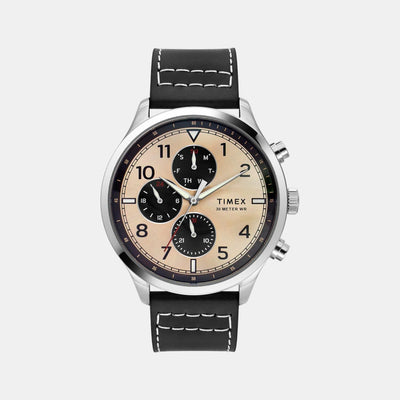 Fashion Men Quartz Copper Dial Multi-Function Leather Watch TWEG23900