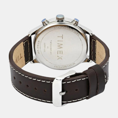 Fashion Men Quartz Silver Dial Multi-Function Leather Watch TWEG23902
