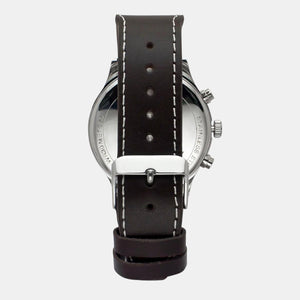 Fashion Men Quartz Silver Dial Multi-Function Leather Watch TWEG23902