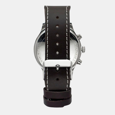 Fashion Men Quartz Silver Dial Multi-Function Leather Watch TWEG23902
