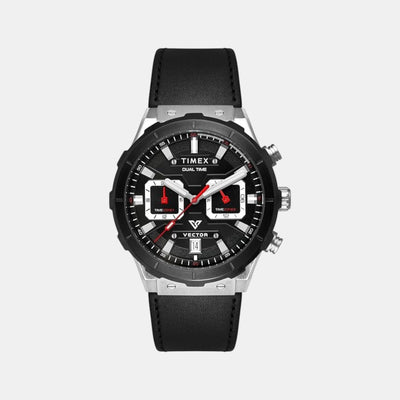 E Class Men Quartz Black Dial Chronograph Leather Watch TWEG24800