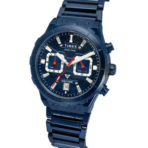 Timex Vector Men Blue Round Dial Analog Chronograph Watch 40.5mm TWEG24801