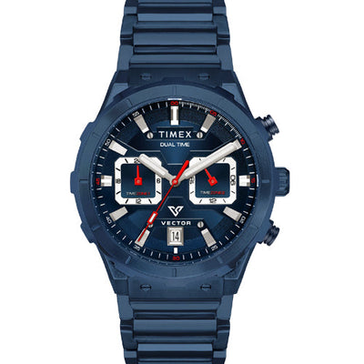 Timex Vector Men Blue Round Dial Analog Chronograph Watch 40.5mm TWEG24801