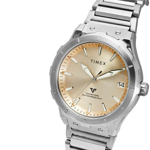 Timex E Class Men Champagne Round Dial Analog Watch  40.5mm TWEG24803