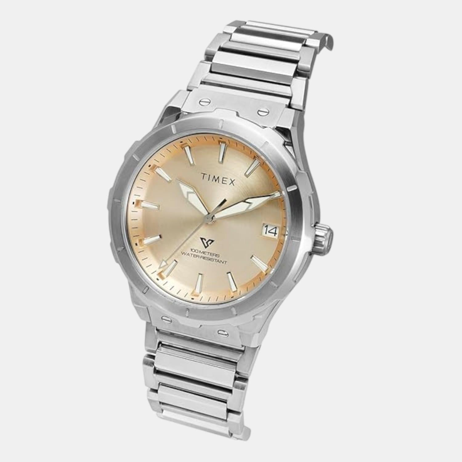 E Class Men Quartz Champagne Dial Analog Stainless Steel Watch TWEG24803