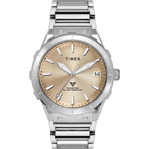 Timex E Class Men Champagne Round Dial Analog Watch  40.5mm TWEG24803