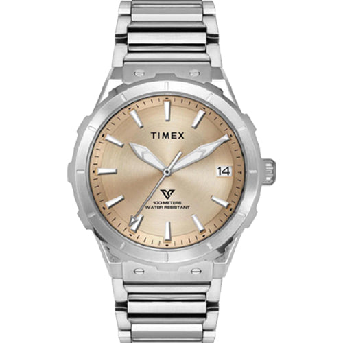 Timex E Class Men Champagne Round Dial Analog Watch  40.5mm TWEG24803