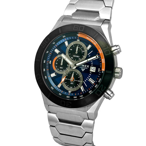 Timex E Class Men Blue Round Dial Analog Chronograph Watch  44mm TWEG24900