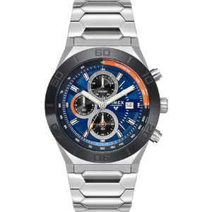 Timex E Class Men Blue Round Dial Analog Chronograph Watch  44mm TWEG24900