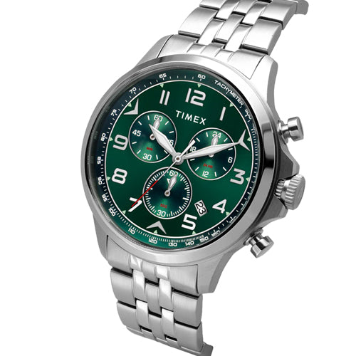 Timex E Class Men Green Round Dial Analog Chronograph Watch 47.7mm TWEG25100