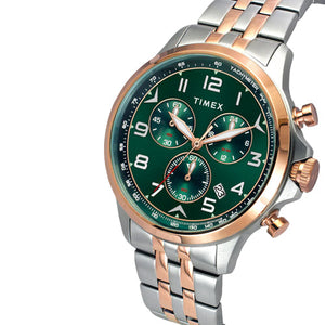 Timex E Class Men Green Round Dial Analog Chronograph Watch 47.7mm TWEG25102