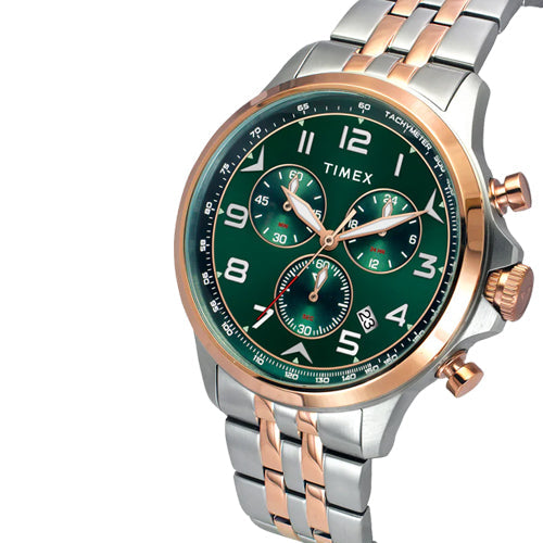 Timex E Class Men Green Round Dial Analog Chronograph Watch 47.7mm TWEG25102
