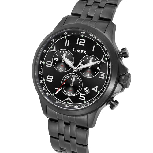 Timex E Class Men Black Round Dial Analog Chronograph Watch 47.7mm TWEG25103