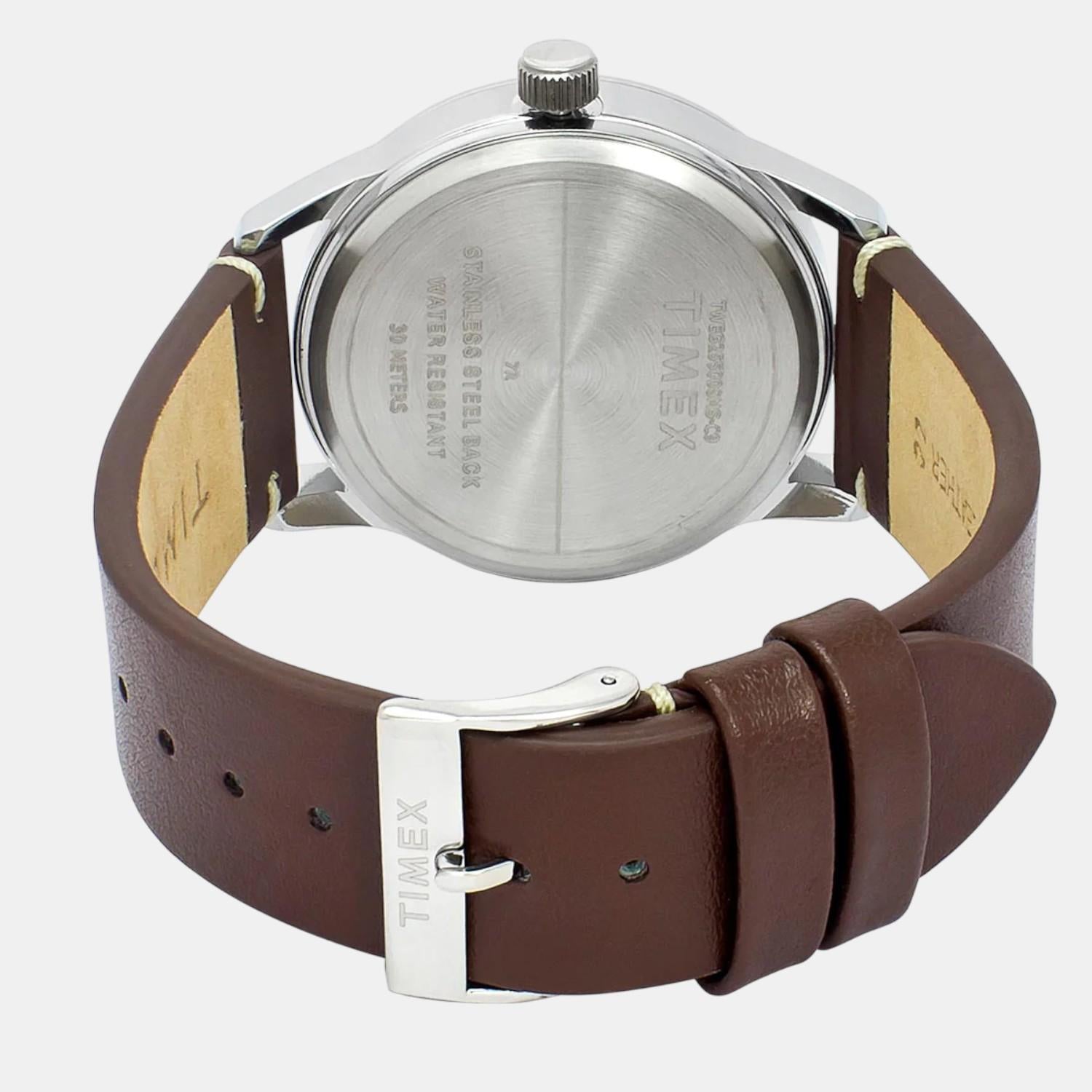 Fashion Men Quartz Blue Dial Analog Leather Watch TWEG25500