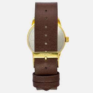 Fashion Men Quartz Champagne Dial Analog Leather Watch TWEG25502