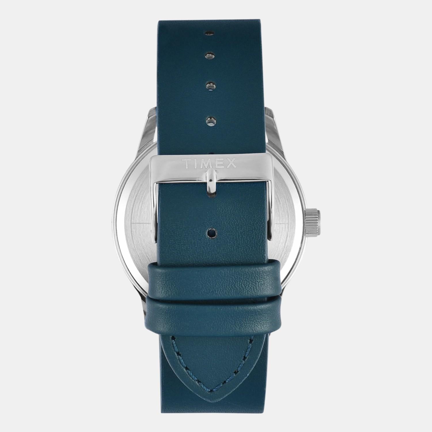 Fashion Men Quartz Sea Green Dial Analog Leather Watch TWEG25503