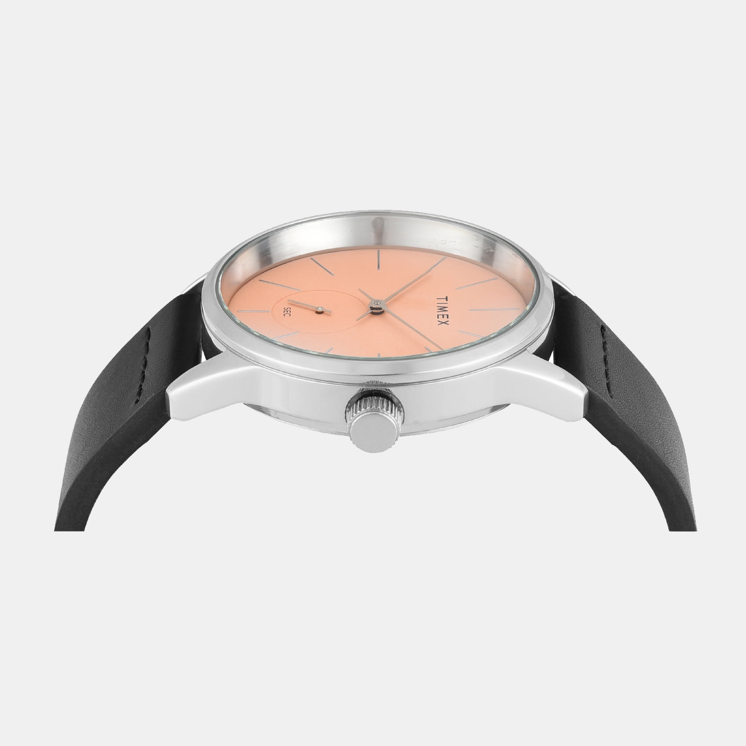 Fashion Men Quartz Peach Dial Analog Leather Watch TWEG25504