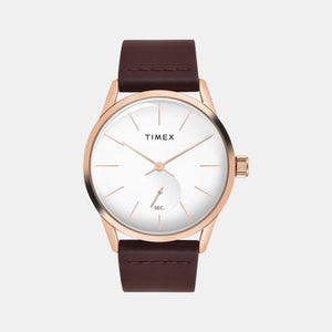 Fashion Men Quartz Silver Dial Analog Leather Watch TWEG25505