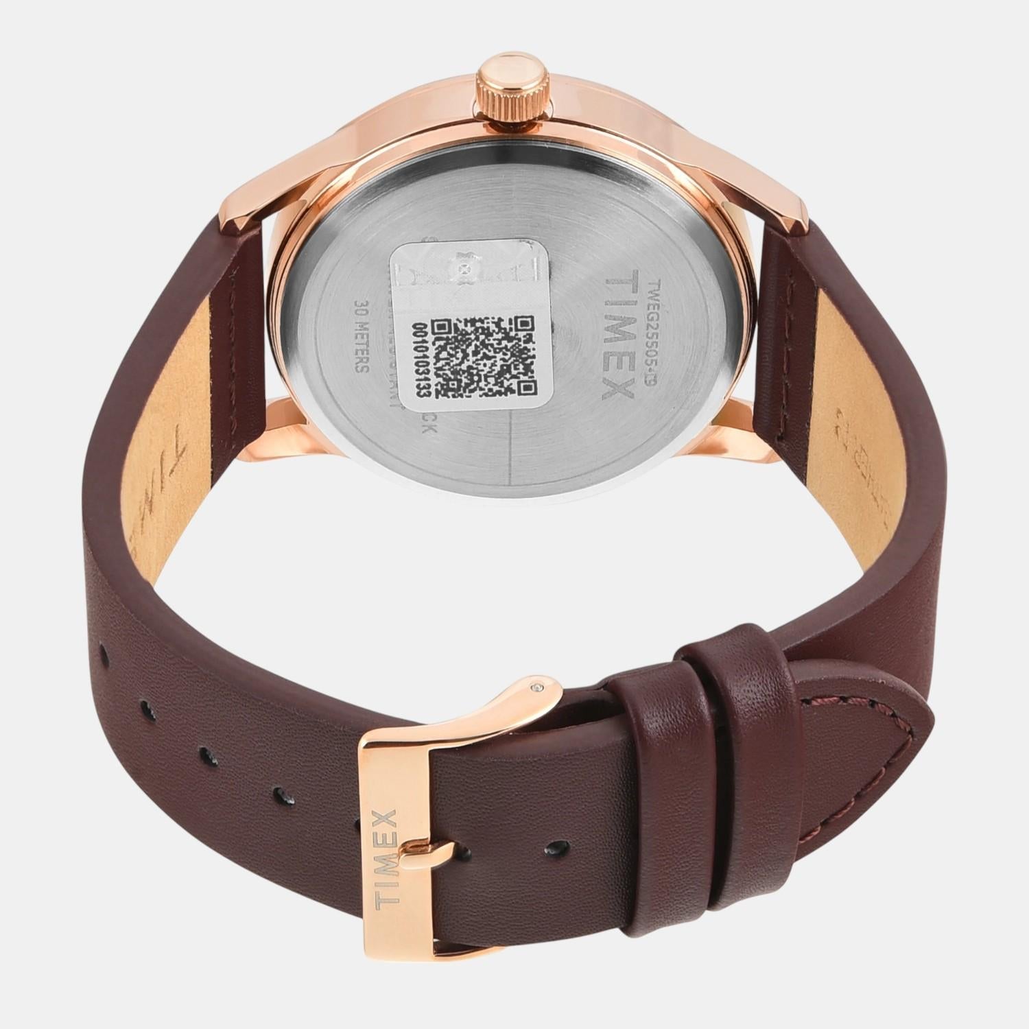 Fashion Men Quartz Silver Dial Analog Leather Watch TWEG25505