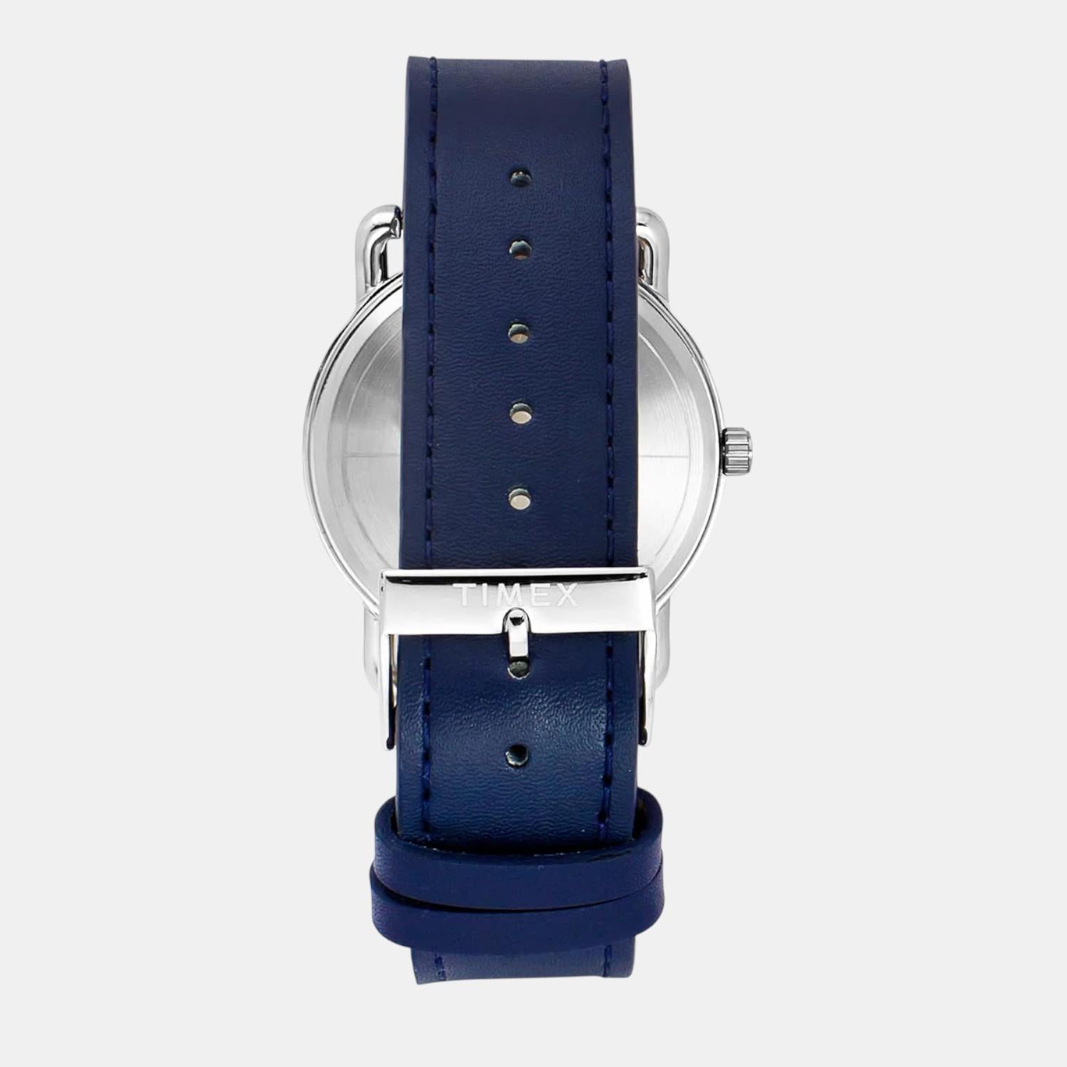 Fashion Men Quartz Champagne Dial Analog Leather Watch TWEG25601