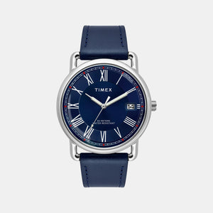Fashion Men Quartz Champagne Dial Analog Leather Watch TWEG25601
