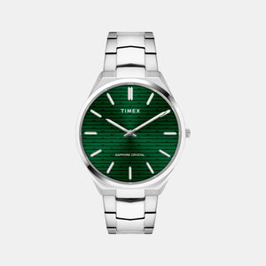 Fashion Men Quartz Green Dial Analog Stainless Steel Watch TWEG25800
