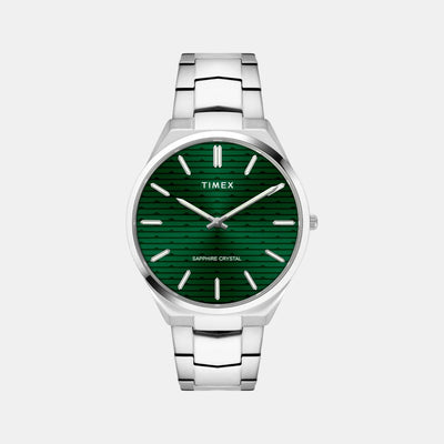 Fashion Men Quartz Green Dial Analog Stainless Steel Watch TWEG25800