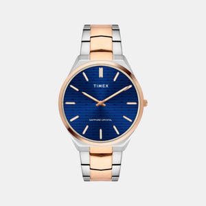 Fashion Men Quartz Blue Dial Analog Stainless Steel Watch TWEG25802