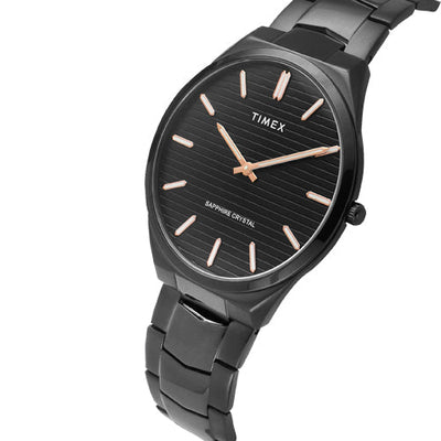 Timex Fashion Men Black Round Dial Analog Watch 41mm TWEG25803