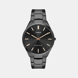 Fashion Men Quartz Black Dial Analog Stainless Steel Watch TWEG25803