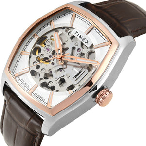 Timex Men Silver Rectangle Dial Analog Automatic Watch 38.4mm TWEG25901